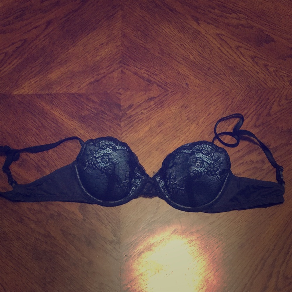 Sheer black and blue bra